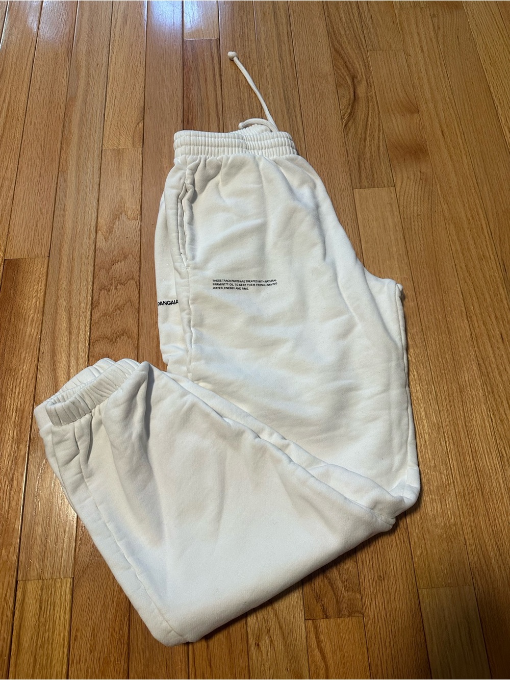 Pangaia White Fleece Sweatpants with Text Detail XS